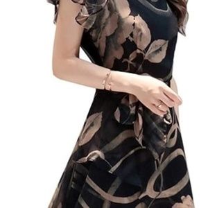 Floral Print Chiffon Dress - Small